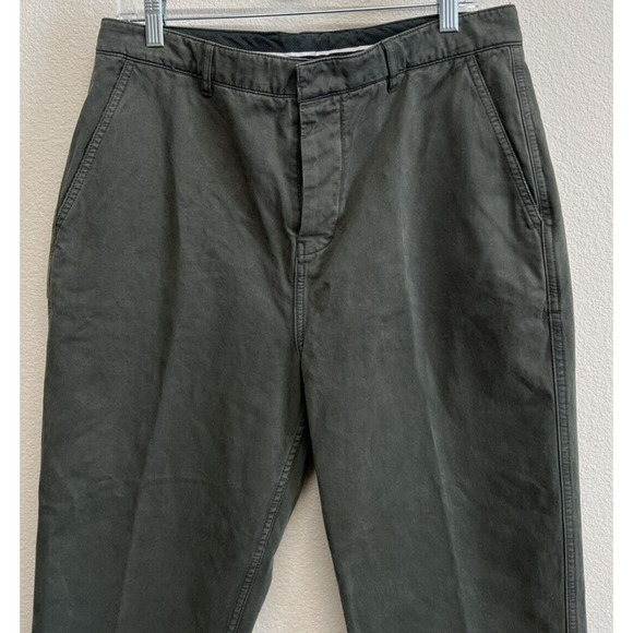 The Kooples Jeans Cuffed Chino Pants Size 50 Eur/33 US Dark Olive Button Fly - Picture 3 of 10